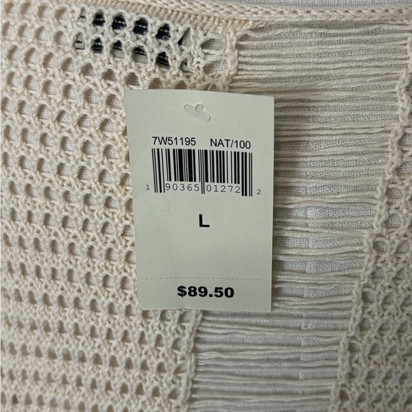 Lucky Brand Women's Poncho‎ Frill Trim Size L Cream NWT 100% Cotton - Picture 8 of 11